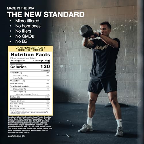 Image of RAW Whey Isolate Protein Powder, Cookies & Cream (CBUM Itholate Protein) - Sports Nutrition Powder for Muscle Growth & Recovery - Low-Fat, Low Carb- 25 Servings