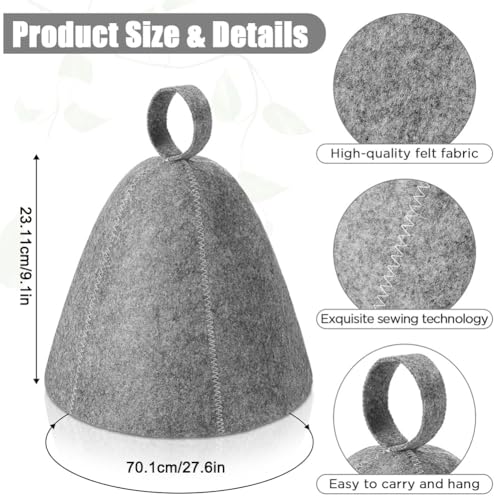 Saycker 2Pcs Sauna Hat,Felt Sauna Hats for Men & Women,Heat Protection for Sauna-Room,Banya,Steam Room,Sauna Accessories for Hot Room Therapy(Grey) — view 3