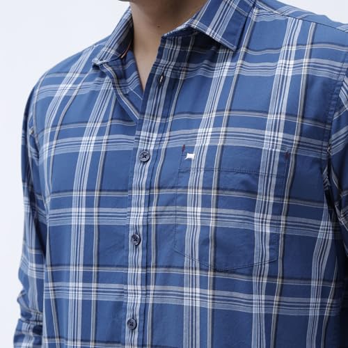 Image of BASICS 100% Cotton Checked Shirt for Men | Slim Fit | Everyday Smart Casual Wear | Full Sleeve
