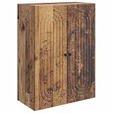 YunCangg Armadio da parete in legno anticato, 66 x 34,5 x 90 cm, con 2 ante e ripiani, montaggio a parete, per soggiorno, ufficio, corridoio, versatile e soluzione salvaspazio