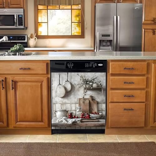 Image of BVBOX Dishwasher Magnet Cover 23 inchx26 inch, Reusable Magnetic Refrigerator Covers, Dishwasher Magnets Decorative Cover Fridge Door Skin Panel Stickers for Home Kitchen Appliance,Kitchen Utensils