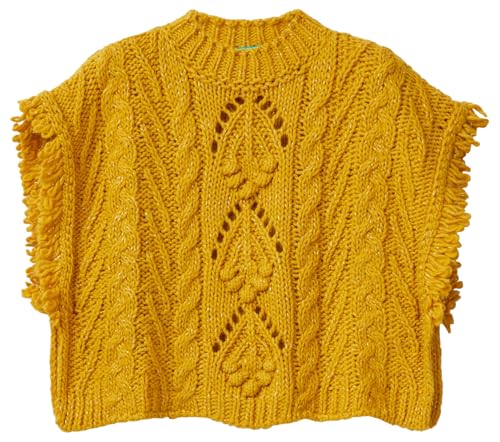 United Colors of Benetton 115HGU004 Poncho e Mantelle Fatti a Maglia, Giallo, 18 Mesi Bambina