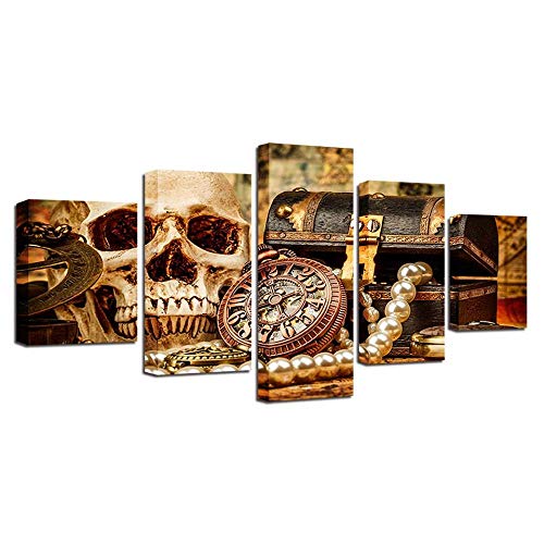 Impression sur toile skull and orb grand format 5 pièces image tableau mural photo moderne