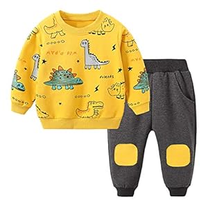 Toddler Baby Boy Clothing Sets Little Dinosaur Printed Long Sleeve Tops and Pants Kids 2pcs Outfits
