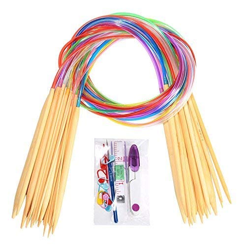 18 Pairs Bamboo Knitting Needles Set