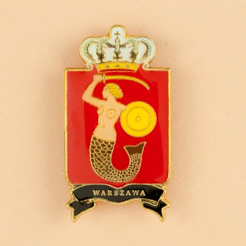 Polish Gold Metal Magnet Featuring Warsaw City Shield Crest - Cute & Decorative Kitchen Fridge/Refrigerator Magnet Adding A Touch of Charm to Your Home - Polish for Celebration