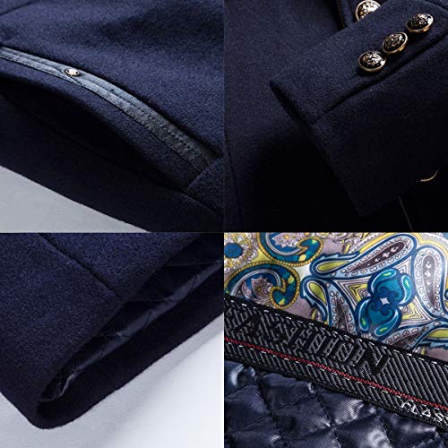 PRIJOUHE Men's Wool Coat Winter Coat Slim Medium Long Coats Overcoat Male3