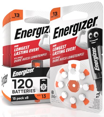 120 Piles pour Appareils Auditifs Energizer Taille 13 Orange avec Technologie PowerSeal - 15 Paquetes de 8 Pilas