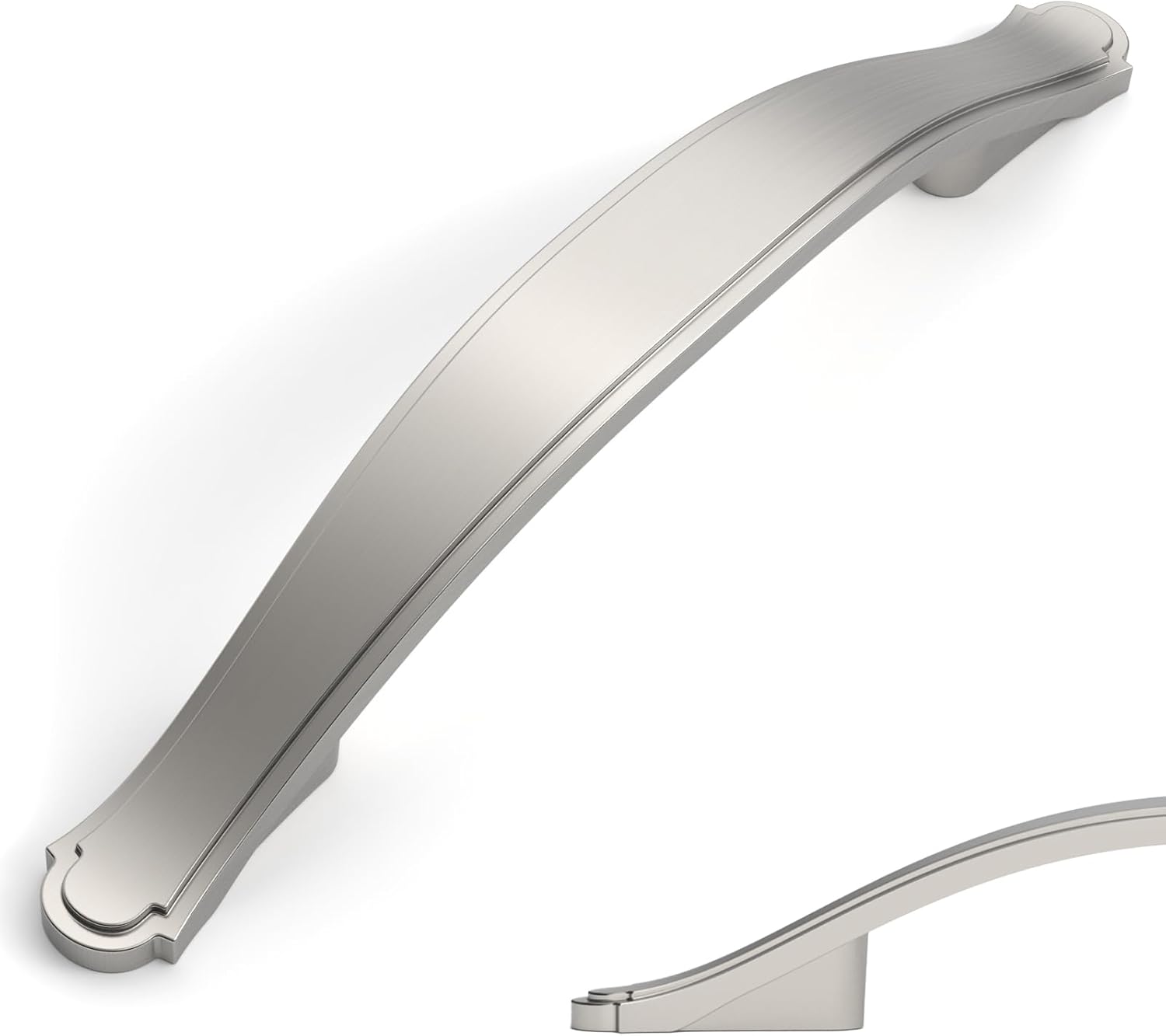 Amerdeco 10 Pack Brushed Satin Nickel Cabinet Pulls 3.75 Inch(96mm) Hole Center Drawer Pulls Cabinet Hardware Kitchen Cabinet Handles for Bathroom ZH0068