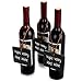 Set of 3 Black Slate Hanging Chalkboard Tags w/Leather Rope/Erasable Write On Wine Bottle Label Signs
