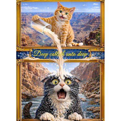 Puzzles para adultos 500 piezas, rompecabezas de ventana con gato - arte de manchas, rompecabezas de gato imposibles para personas mayores y familia, 20.47x14.96 pulgadas, póster 1:1, letras en el reverso miniatura 1