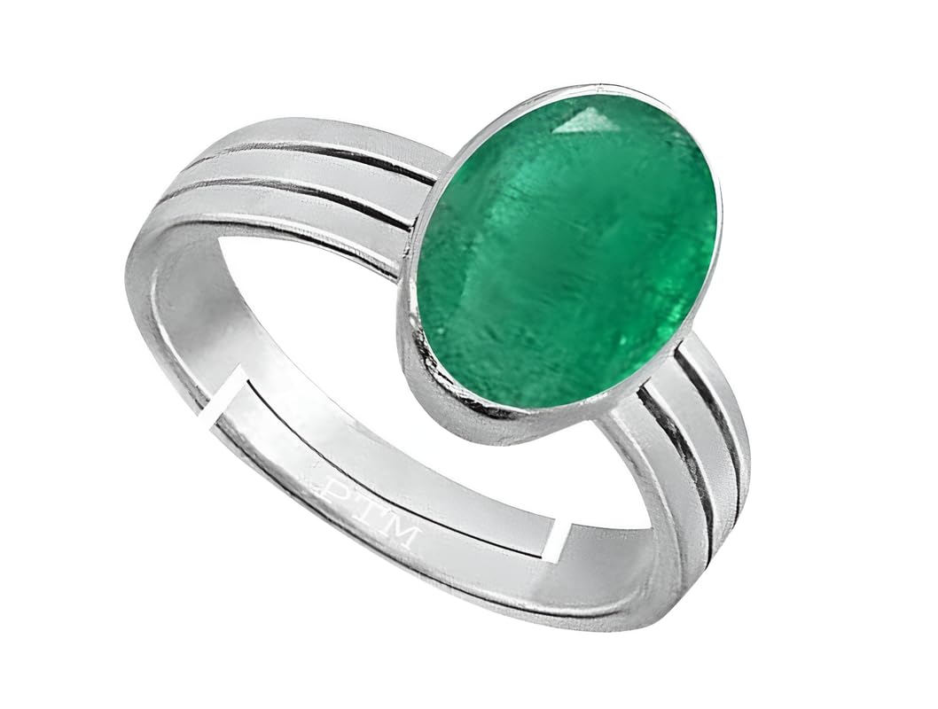 ptm Emerald/Panna 10.25 Ratti or 9.5 Carat Astrological Certified Natural Gemstone bis Hallmark 925 Sterling Silver Adjustable Ring for Unisex - 2v21025-picture-35