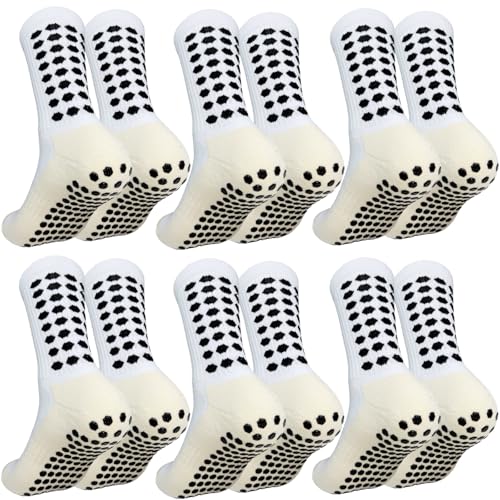 Men's Cushioned Grip Soccer Socks, Anti Slip Sports Athletic Crew Sock for Football Baseball Basketball Running