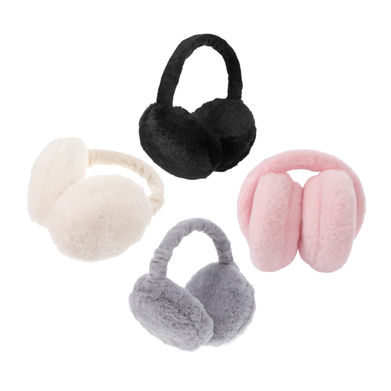 4 Piezas Orejeras Térmicas Plegables para Mujer Cálidas y Ajustables Negro Gris y Rosa Protección contra Frío para Actividades al Aire