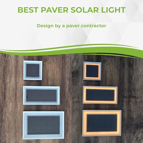 Image of LUMENGY Solar Paver Light 4x8 inch (3.93x7.87), Stainless Steel with Tempered Glass, 2700K Warm White Glare-Free Lighting for Driveways, Walkways and Patios, IP67 Waterproof, Drive-Over Rated