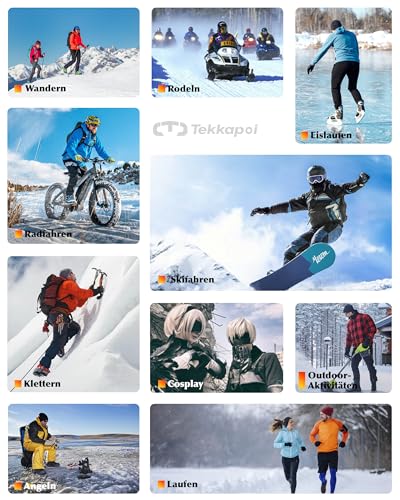 tekkapoi tekkapoi Sturmhaube Balaclava Winter Herren Damen Skimaske Thermo Winddicht Warm Sturmhaube für Skifahren Fahrrad Motorrad Radfahren Ski Mask Sturmmaske Atmungsaktive Balaklava Sturmhauben Schwarz - Detailansicht 8 | TV | Video | Foto