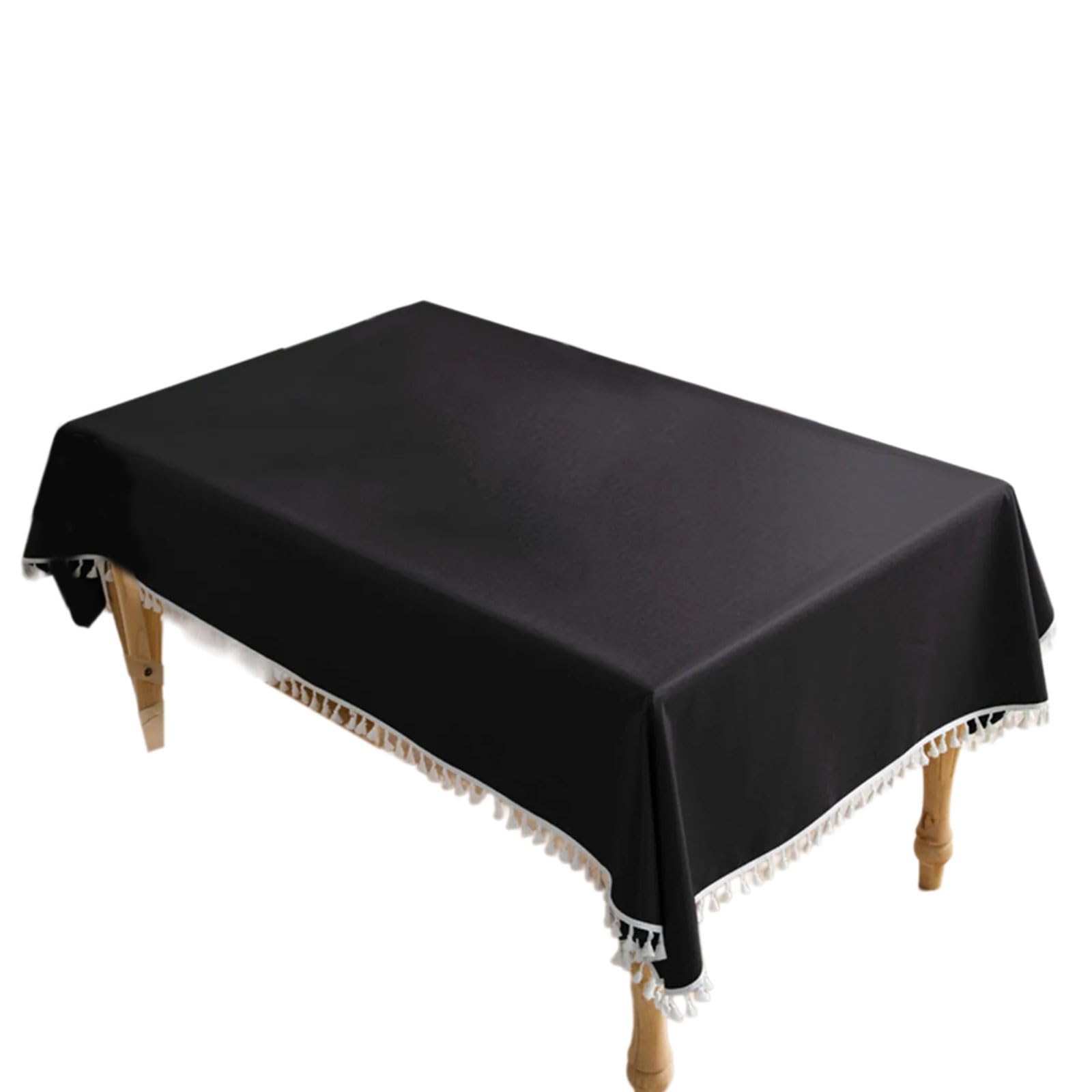 HZBB Modern Tablecloth for Dining Room, Cotton Linen Blend Spillproof Table Covers Fits Most Tables Rectangle Tassels Tablecloth