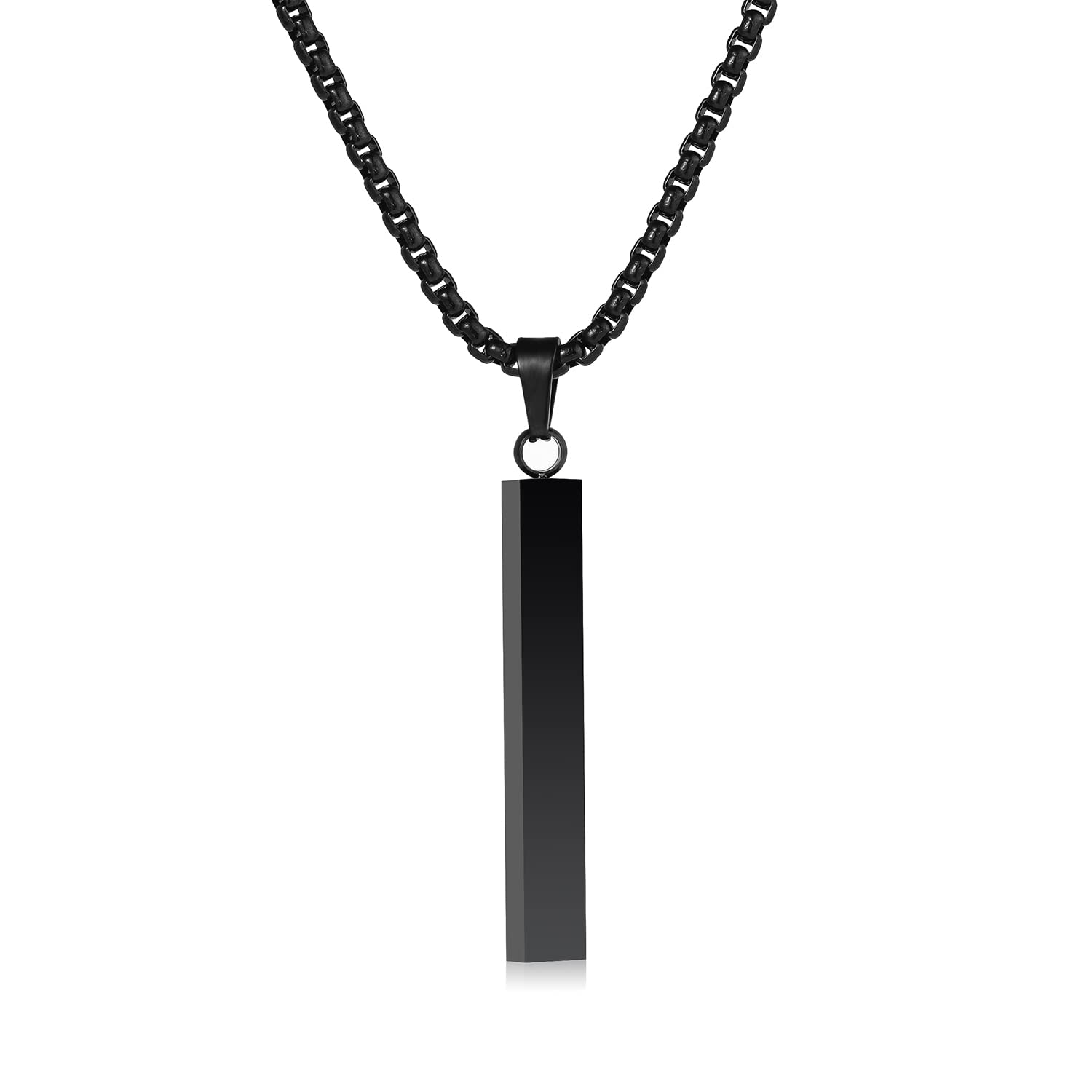 NAIQUBEBar Necklace For Men- Stainless Steel Black Gold Silver Chains For Mens Necklace Jewelry Gift
