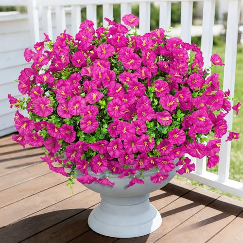 12 Bundles Artificial Flowers for Outdoors Fake Silk Morning Glory Flowers