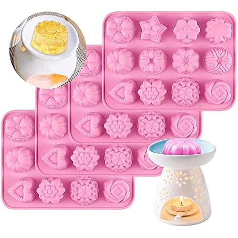 Candle Molds, Flower Silicone Wax Melt Molds Suitable, for Soap and Wax Melts/ 12 Cavity Wax Cubes Tray Cover