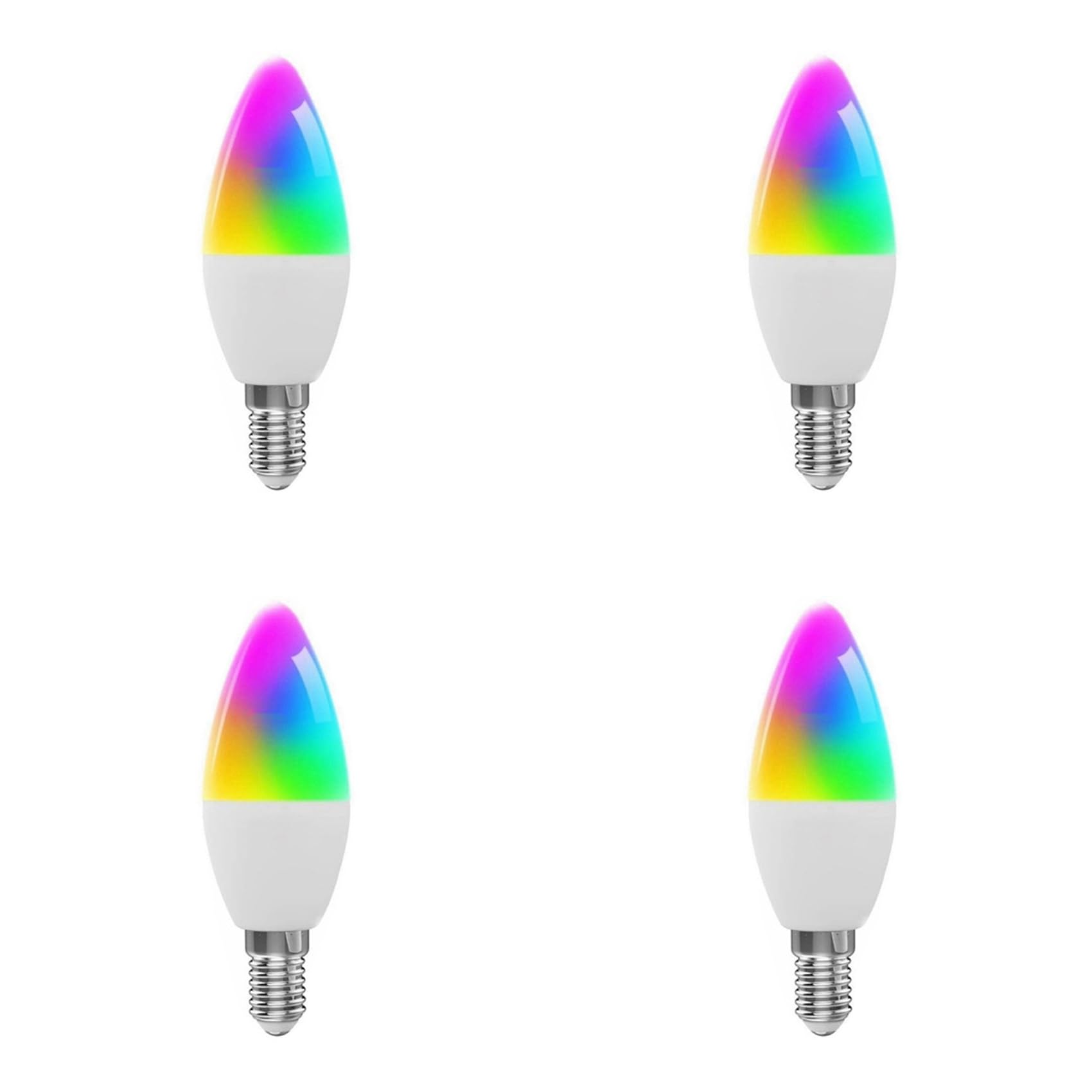 Jnchdghwa White 4X Tuya E14 Smart Bulb Dimmable Five-Way Spiral Candle Bulb Wifi Rgb Bulb Remote Control And Voice Control 9W