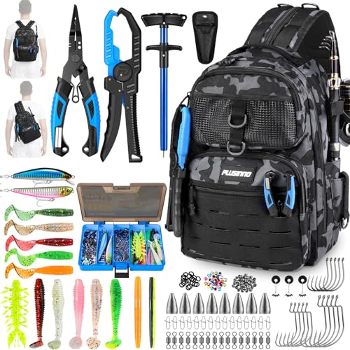 PLUSINNO Fishing Gear, Fishing Backpack with Tackle Box,...
