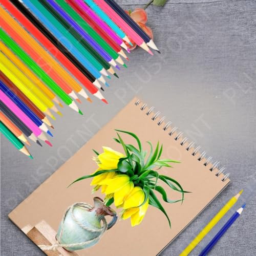 Image of PLUSPOINT Astronaut color pencil set for kids 24 colors Shades Soft Wax Pencils 3 MM Colouring Pencil, Artist Sketching Colour Pencils Drawing Color for Art & Craft Work