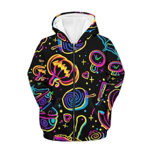 Image of Coloranimal Unisex Girls Boys Long Sleeve Casual Hoodies & Sweatshirts Tops Kids Zip Up Jacket Coat Age 6-16 Year