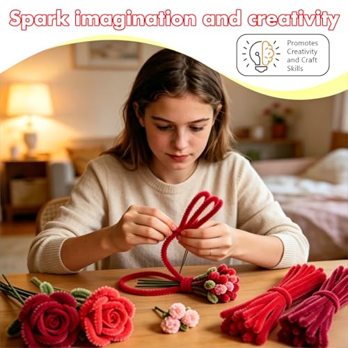 URSDIART 500pcs Pipe Cleaners Craft,5 Assorted Colors Red Pipe Cleaners for Crafts, Christmas Craft Pipe Cleaners, Chenille Stems for Art and Craft Supplies DIY Creative Project by URSDIART - Image 5