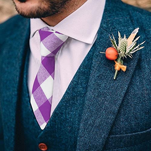 Image of Mantieqingway Mens Skinny Ties,2.56 inch Cotton Neckties Striped Plaid Ties for Groom Groomsmen Wedding Party Christmas