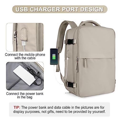 Image of coofay Laptop Travel Backpack For Women Men Airline Approved Carry On Bags For Airplanes Underseat Luggage Backpack For Traveling On Airplane Personal Item Travel Bag For Airlines Light Brown