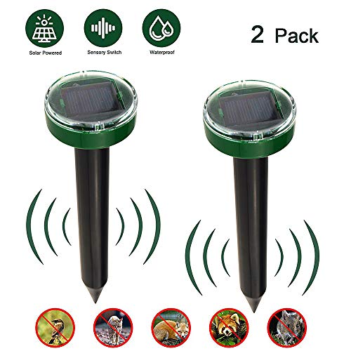 Preisvergleich Produktbild PECHTY Solar Katzenschreck Ultraschall Abwehr, 2 Stück Ultraschall Tiervertreiber Solar Tierabwehr Wasserdicht mit Solarbetrieb für Draußen Katzenschreck Hundeschreck Marderschreck
