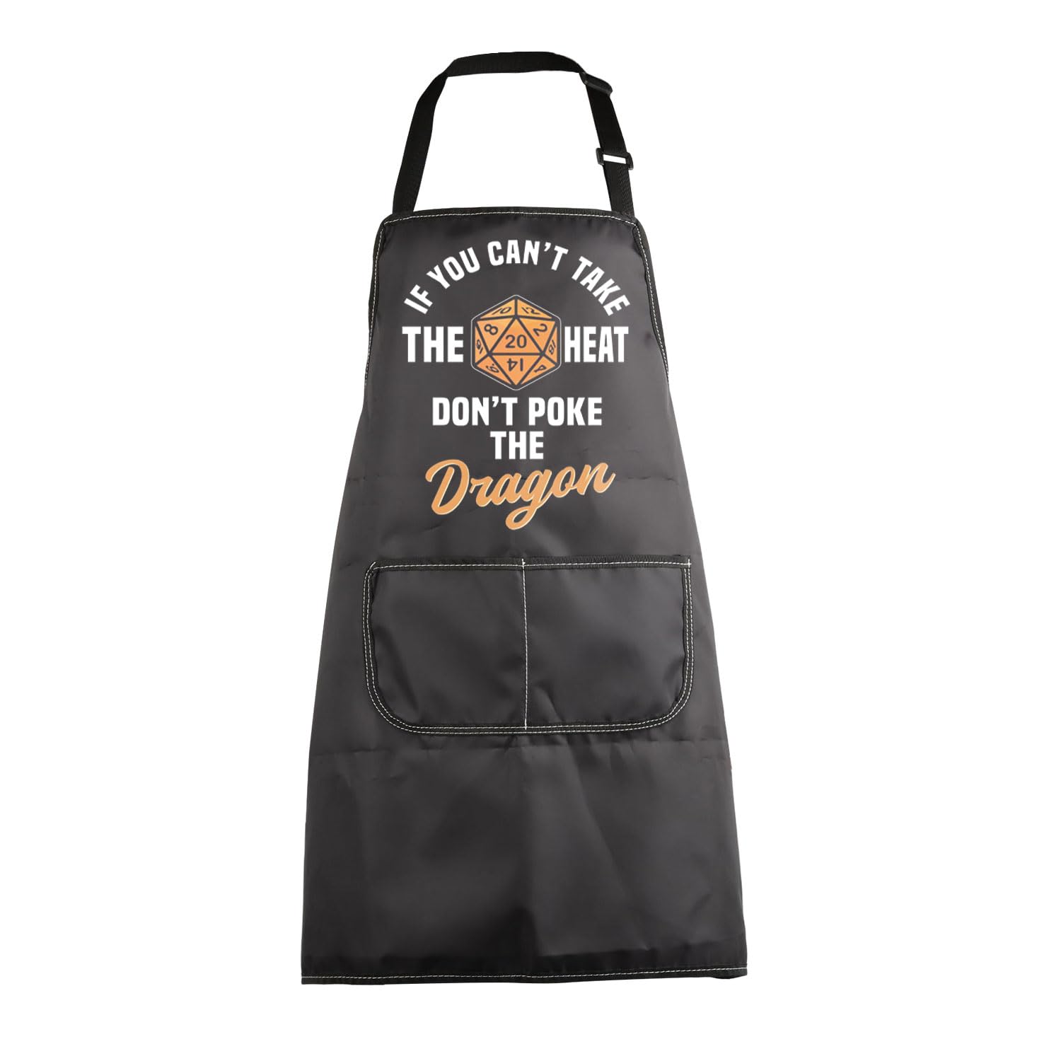 MEIKIUP DND Dice Apron Dungeon Master Aprons with Pockets Video Game Gift Funny D&D Lover Gift for Players Kitchen Dragon Apron (DND Apron-UK)