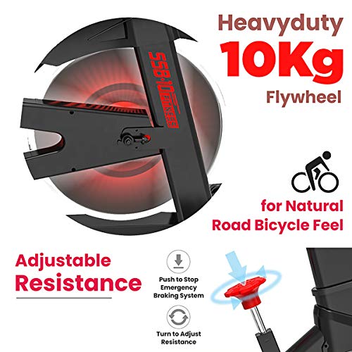 Image of SPARNOD FITNESS SSB-10 Spin Bike Exercise Cycle for Home Gym - Digital Display, Adjustable Resistance, 4 way Adjustable Seat, 100 kg Maximum User Weight - Heavy Duty, Black