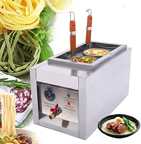 2KW Pasta Pot, Commercial Electric 2 Holes Pasta Cooking Machine Stainless Noodle Cooker Pasta Cooking Machine