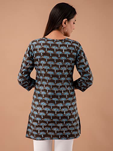 Image of feranoid Women Cotton Printed Straight Short Kurti