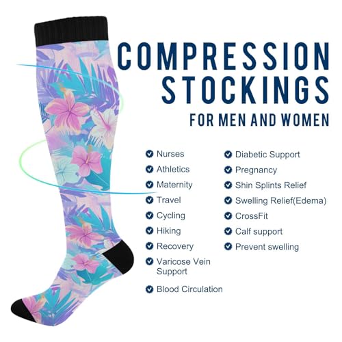 Image of Wusikd Pirate Skulls Compression Socks for Women and Men Circulation Cute Long Socks for Athletic Running 1