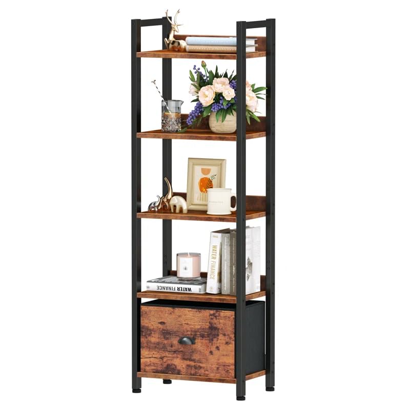 La Mejor Selección de Libreros Sencillos disponible en línea. 50 WELIKERA Estantería Alta de 5 Niveles con Cajón, Librero Estilo Industrial con Acabado Rústico, Mueble Organizador para Sala, Oficina o Recámara, Estantería para Libros y...