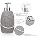 Bathroom Accessory Set,4 Pieces Bathroom Decor Accessories Complete Set Vanity Countertop Accessory Set,Includes Bathroom Soap Dispenser Set,Toothbrush Holder Set,Tumbler,Soap Dish,Grey Granite