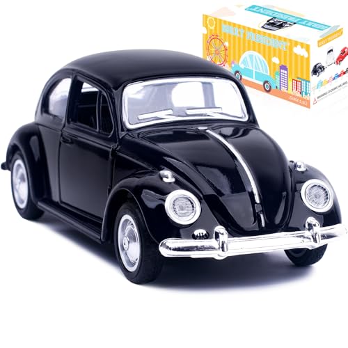 Berry President Classic 1967 Classic Beetle Bug Vintage 1/32 Scale Diecast Metal Pull Back Car Model Toy for Gift Kids (Black)