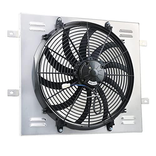 Kuuhlersat Aluminum Radiator Shroud Electric Fan For 1987-2006 Jeep Wrangler Yj Tj 2.4L-4.2L L6 #TOP1