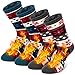 Lowbangge Socken Damen Herren 2 Paar Warme Winter Thermosocken Wintersocken Kuschelsocken Dicke Weihnachtssocken (1Schwarze und weiße Blumen + 1rote Orchideen)