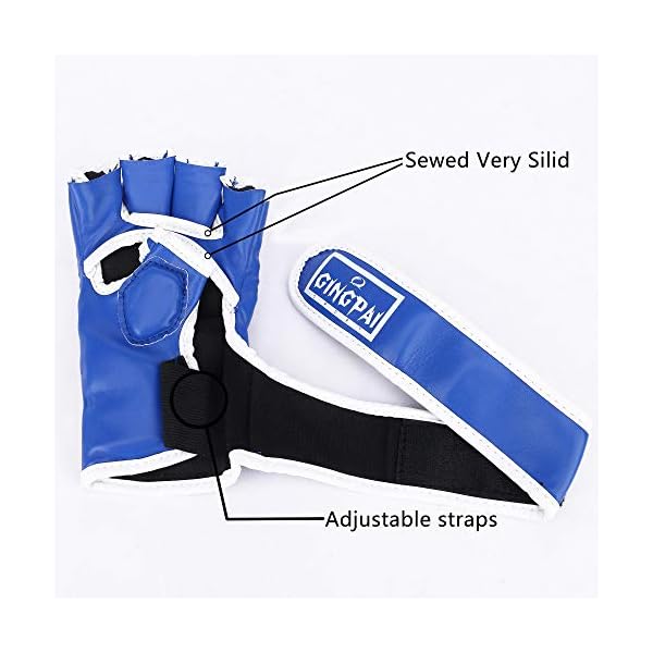 GINGPAI-Half-Training-Boxing-Mitts-Gloves-for-Men-Women-Training-Gloves-Sparring-Gloves-for-Punching-Bag-Kickboxing-Muay-Thai-MMA-UFC GINGPAI Half Training Boxing Mitts Gloves for Men Women, Training Gloves, Sparring Gloves for Punching Bag, Kickboxing, Muay Thai, MMA, UFC (Blue)