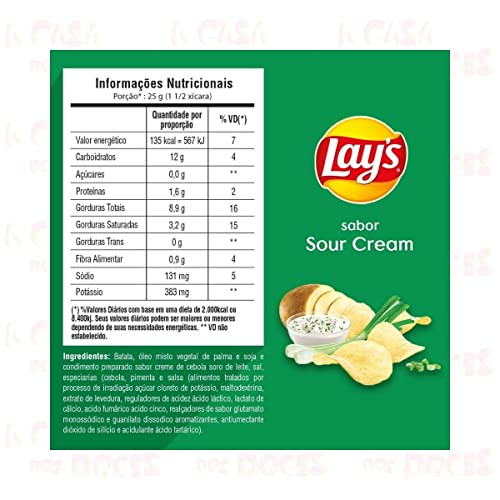 Lays Creme de Cebola Elma Chips Médio Kit 12 Pacotes