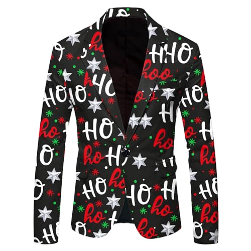 Veste élégante avec poches pour homme imprimé flocon et Père Noël chic