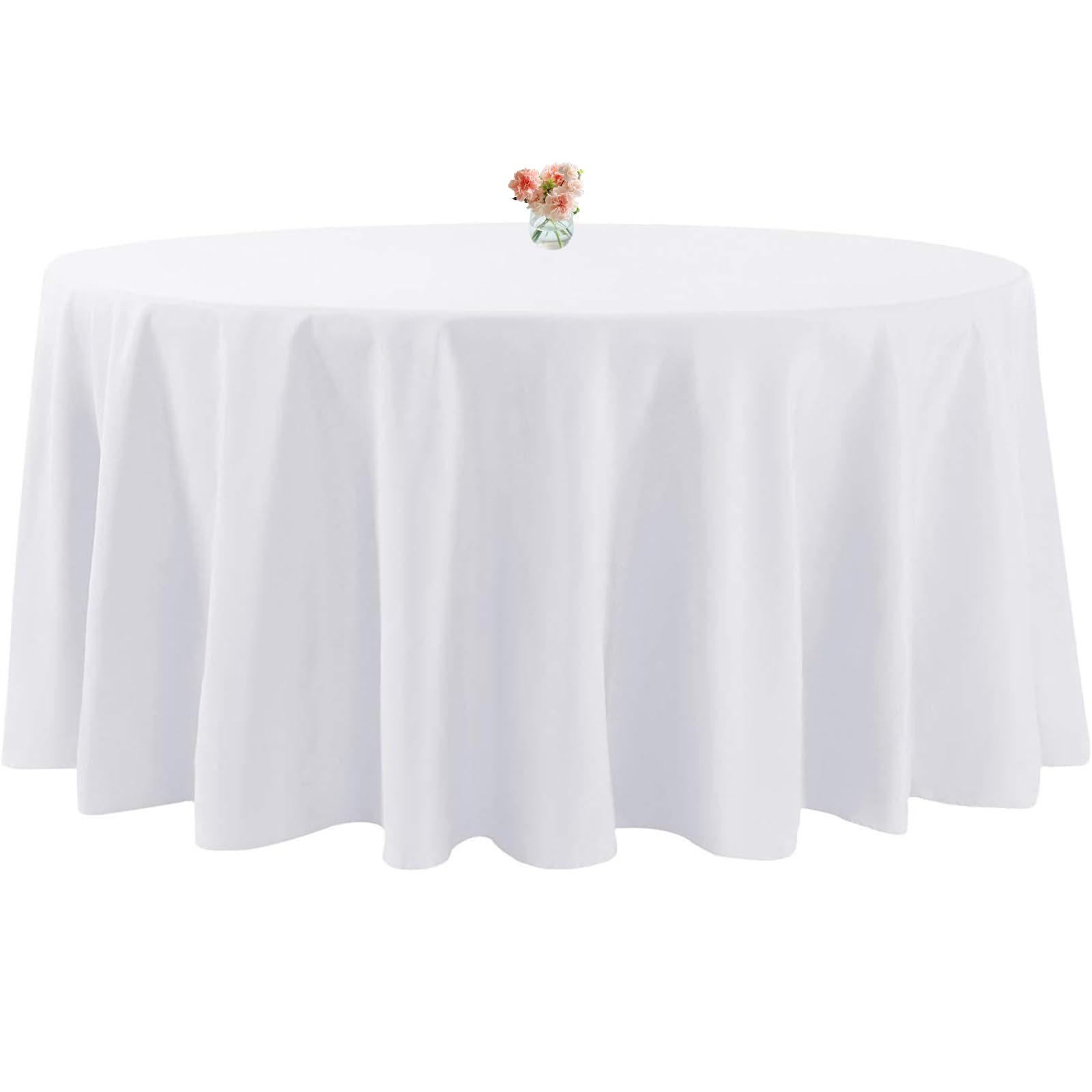 Mantel redondo blanco, paquete de 12 manteles redondos de 90 pulgadas para mesa redonda, lavable, mantel de tela para fiestas, restaurantes, banquetes de boda (blanco)