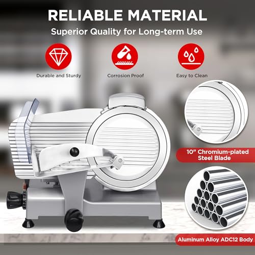 Image of 10 inch Commercial Meat Slicer, Electric Deli Slicer Built-in Sharpener