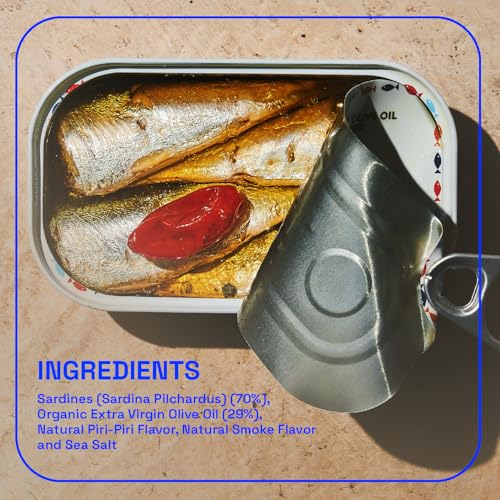 Image of BELA Wild Caught Portuguese Sardines - Lightly Smoked and Marinated in Piri Piri Flavored Extra Virgin Olive Oil | 4.25 Oz (Pack of 12) | All Natural, High Protein, Hand Selected, Sea Salted, & Omega 3 Rich