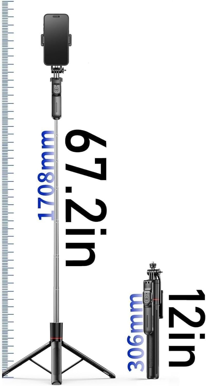 Trípode Gimbal Estabilizador 2 en 1 para Móvil, Palo Selfie 360° Antivibración Repartir Cada Movimiento, Plegable Robusto Estabilidad Sólida, Negro