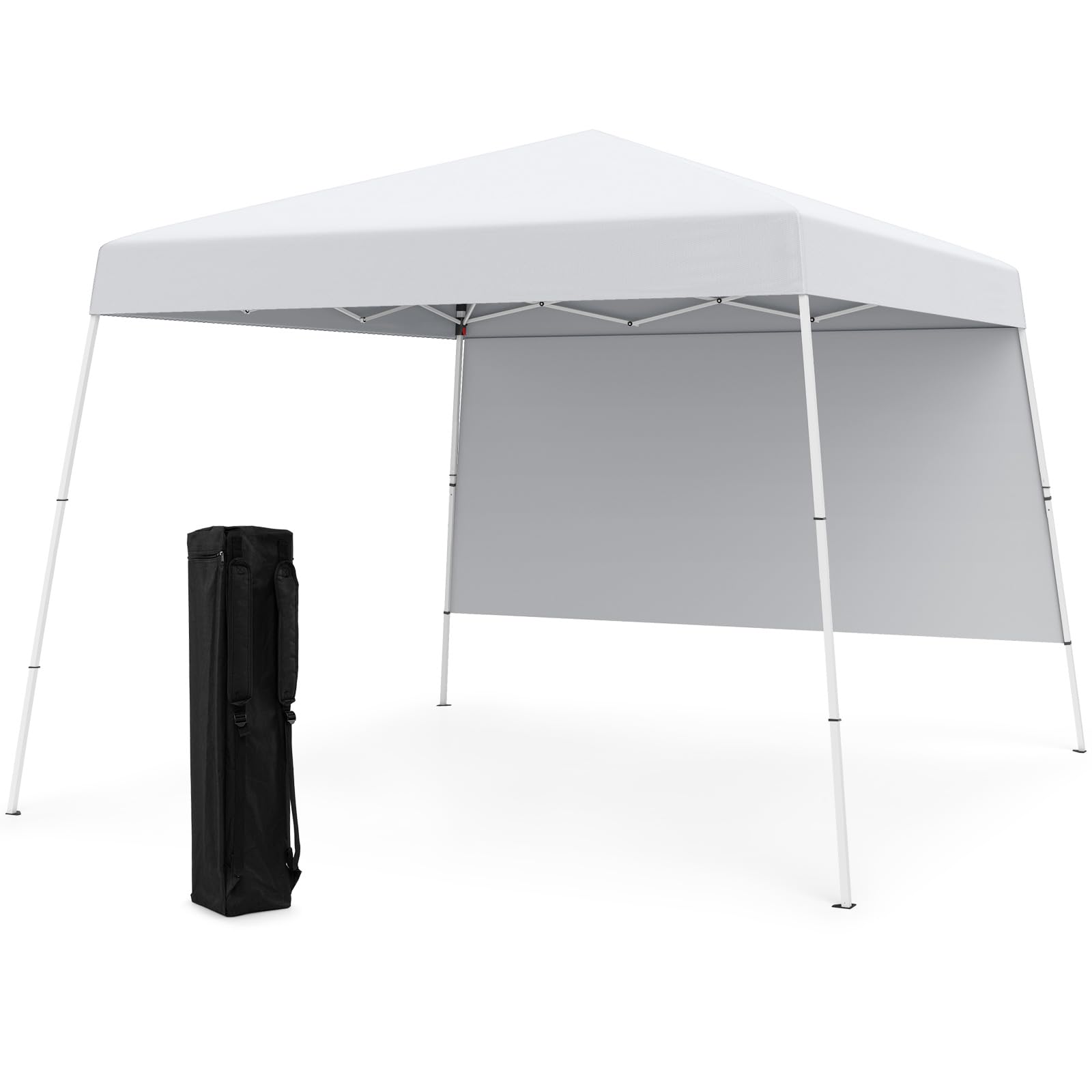COSTWAY Tonnelle de Jardin 3 x 3 M avec Panneau Latéral, Tente Réception Pliant avec Sac à Dos Portable 4 Piquets Protection Solaire Montage Facile, pour Fête Camping Pique-Nique (Blanc)